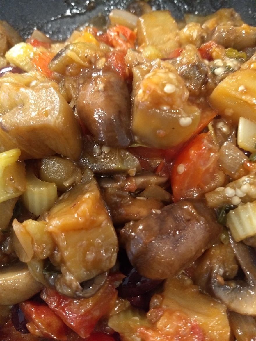Caponata ready to be cooled.