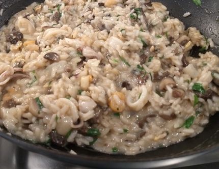 Creamy Dreamy risotto with seafood and mushrooms