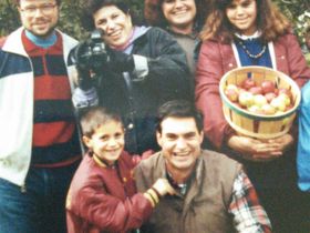 Here we are apple picking with my sister in law and brother in law in 1987.